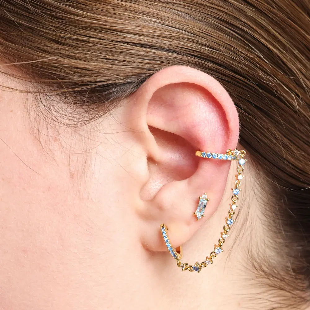 Abrielle Sparkling Chain Earring - Aquamarine Ocean Breeze