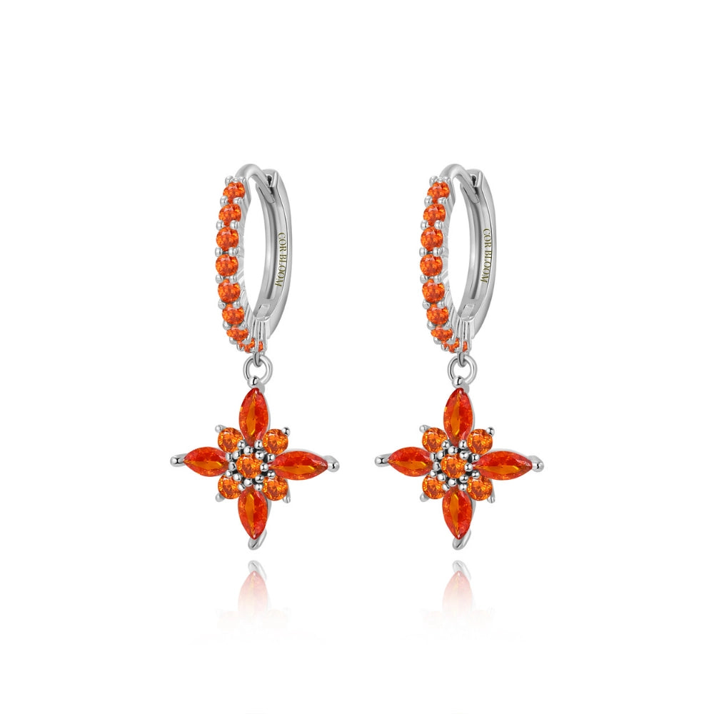 Lydia Red Starflower Drop Earrings