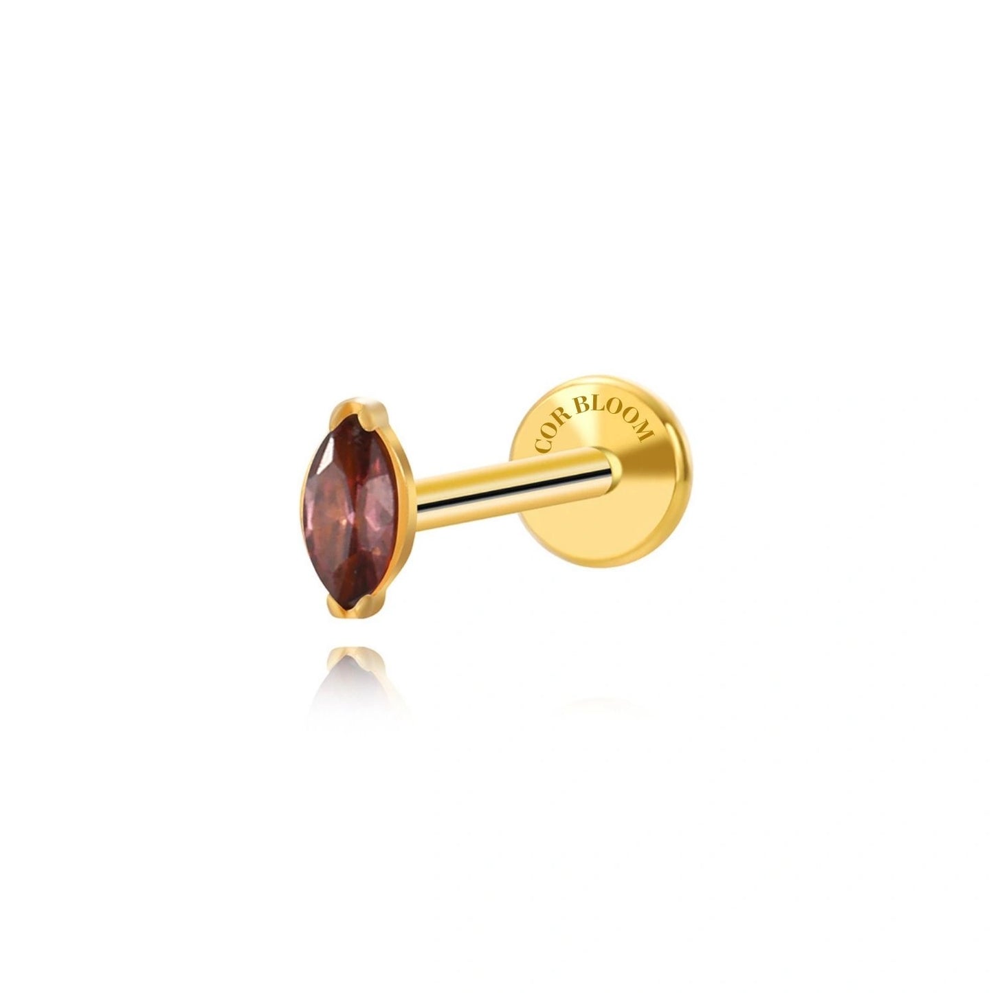 Titanium Rhodolite Marquise Flat Back Stud