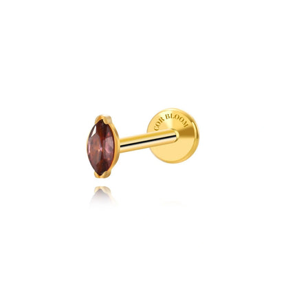 Titanium Rhodolite Marquise Flat Back Stud