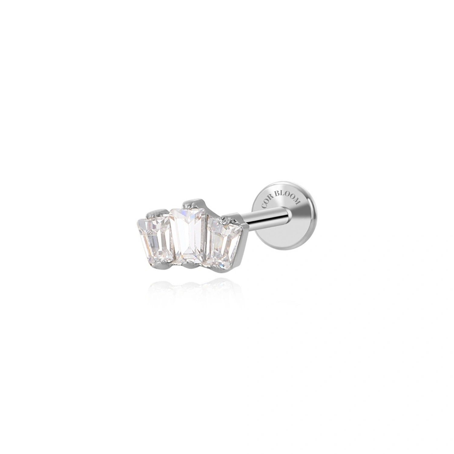 Titanium White Crystal Tria Baguette Flat Back Stud