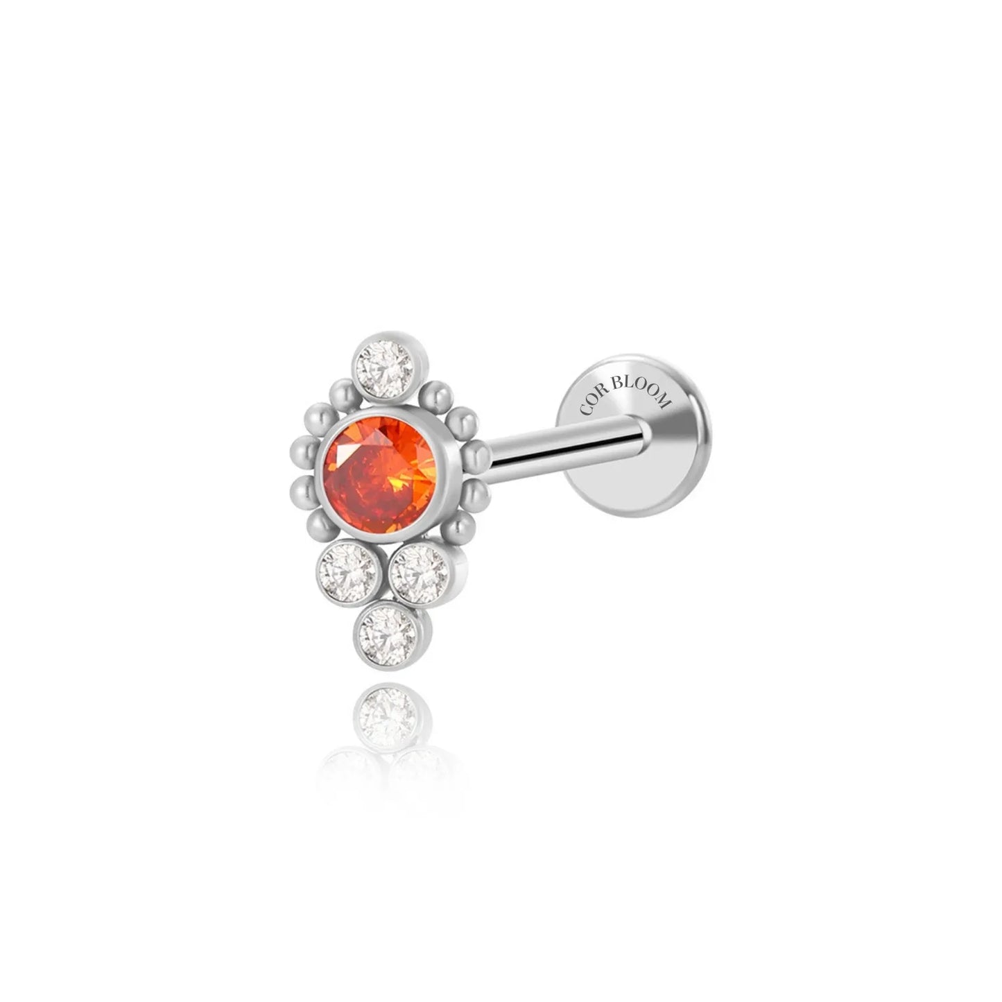 Titanium Vanya Red Garnet Flat Back Stud