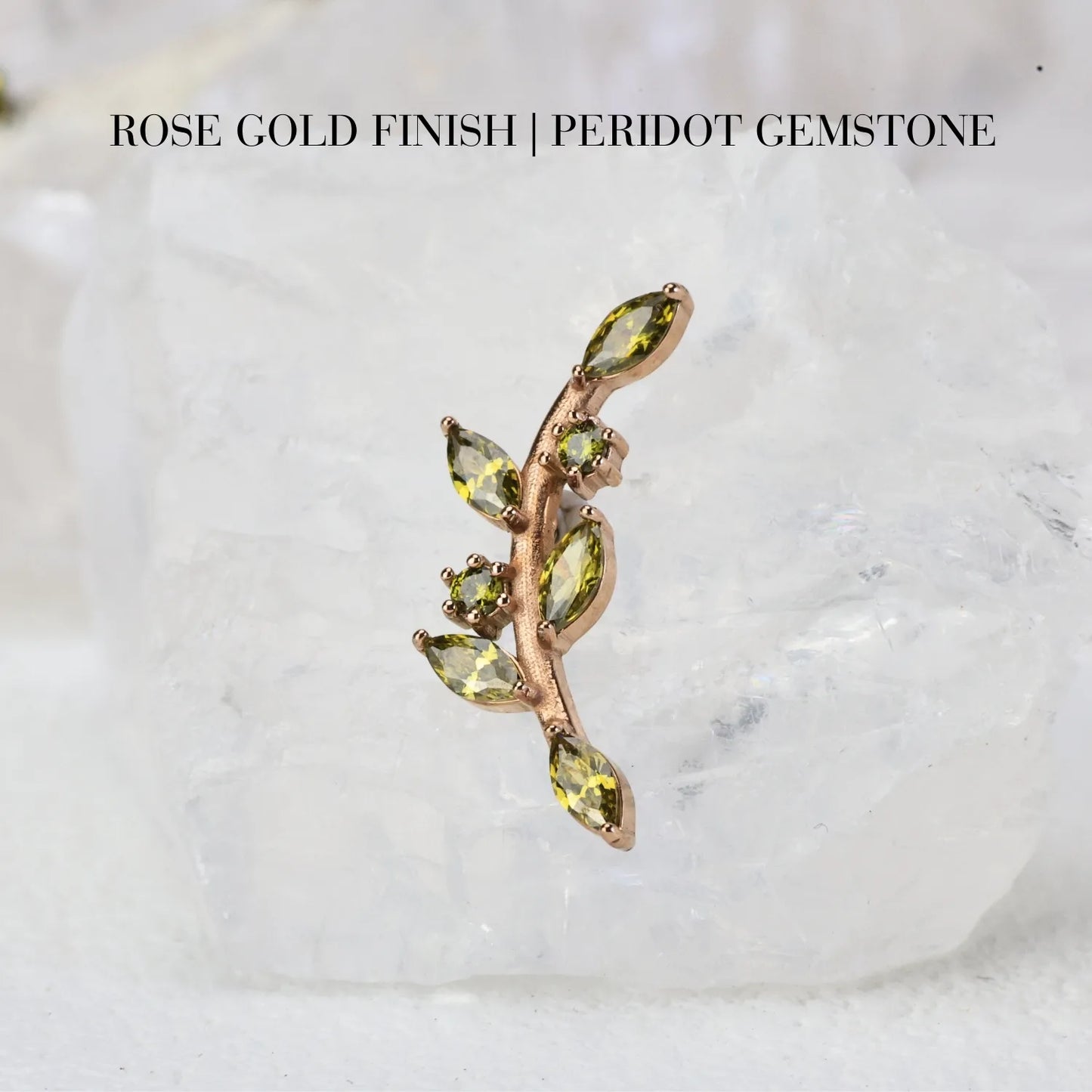 Dainty Peridot Leaf Climbing Piercing Stud