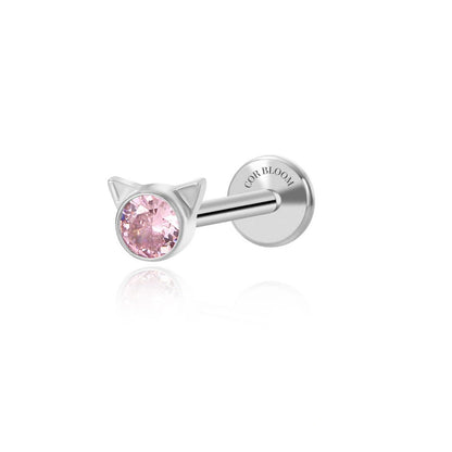 Titanium Petite Pink Kitten Flat Back Stud