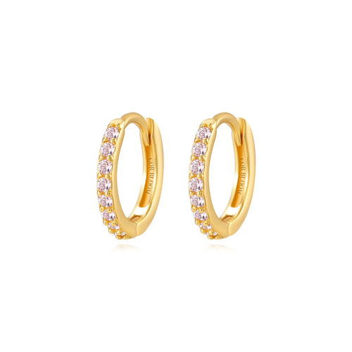 Arya Pink Pave Hoop Earrings