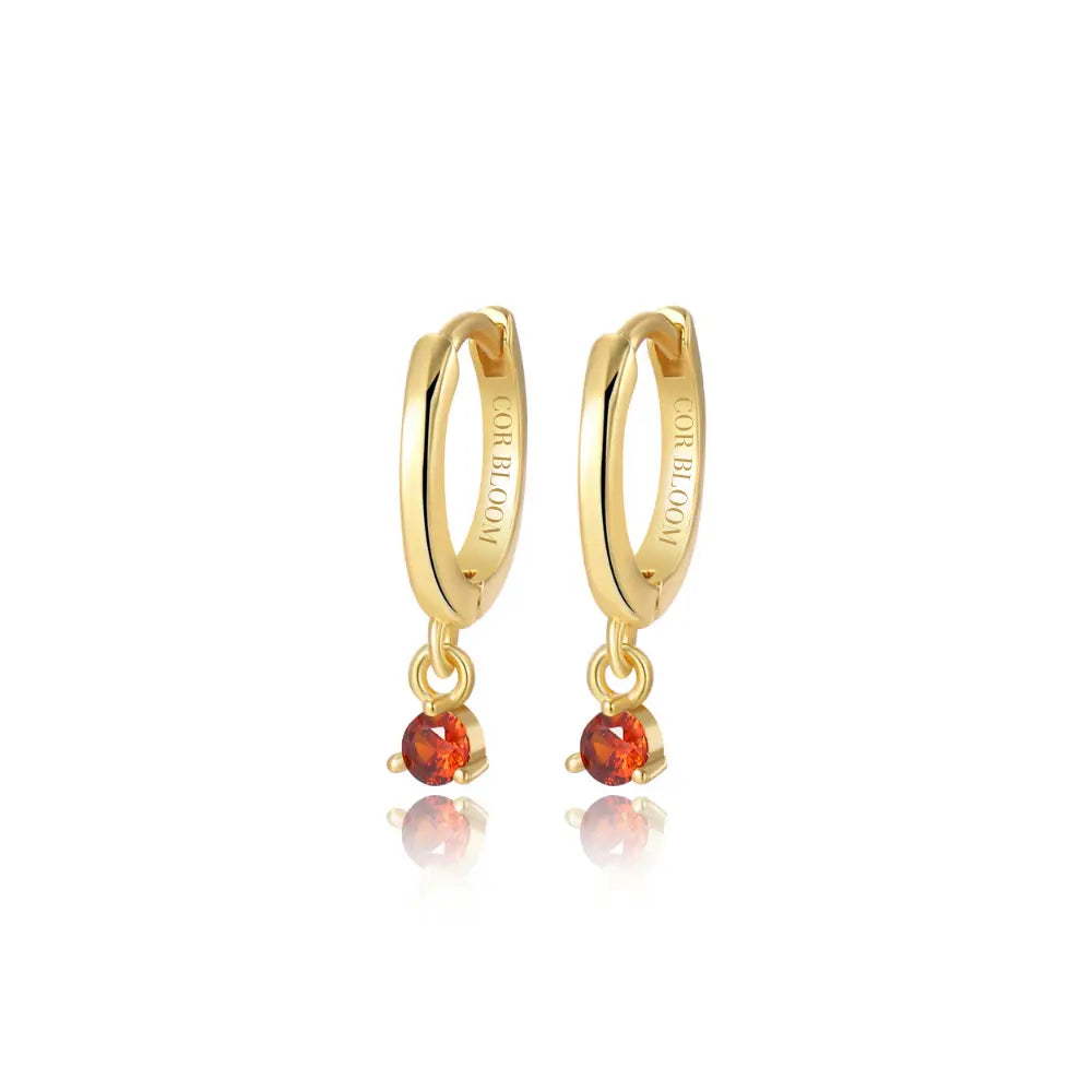 Elsa Red Garnet Mini Bling Hoop Earrings