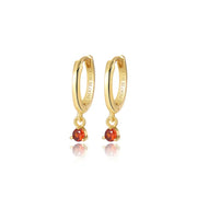 Elsa Red Garnet Mini Bling Hoop Earrings