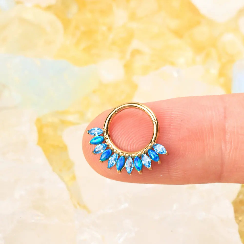 Titanium Eternity Clicker - Aquamarine & Ocean Blue Opal