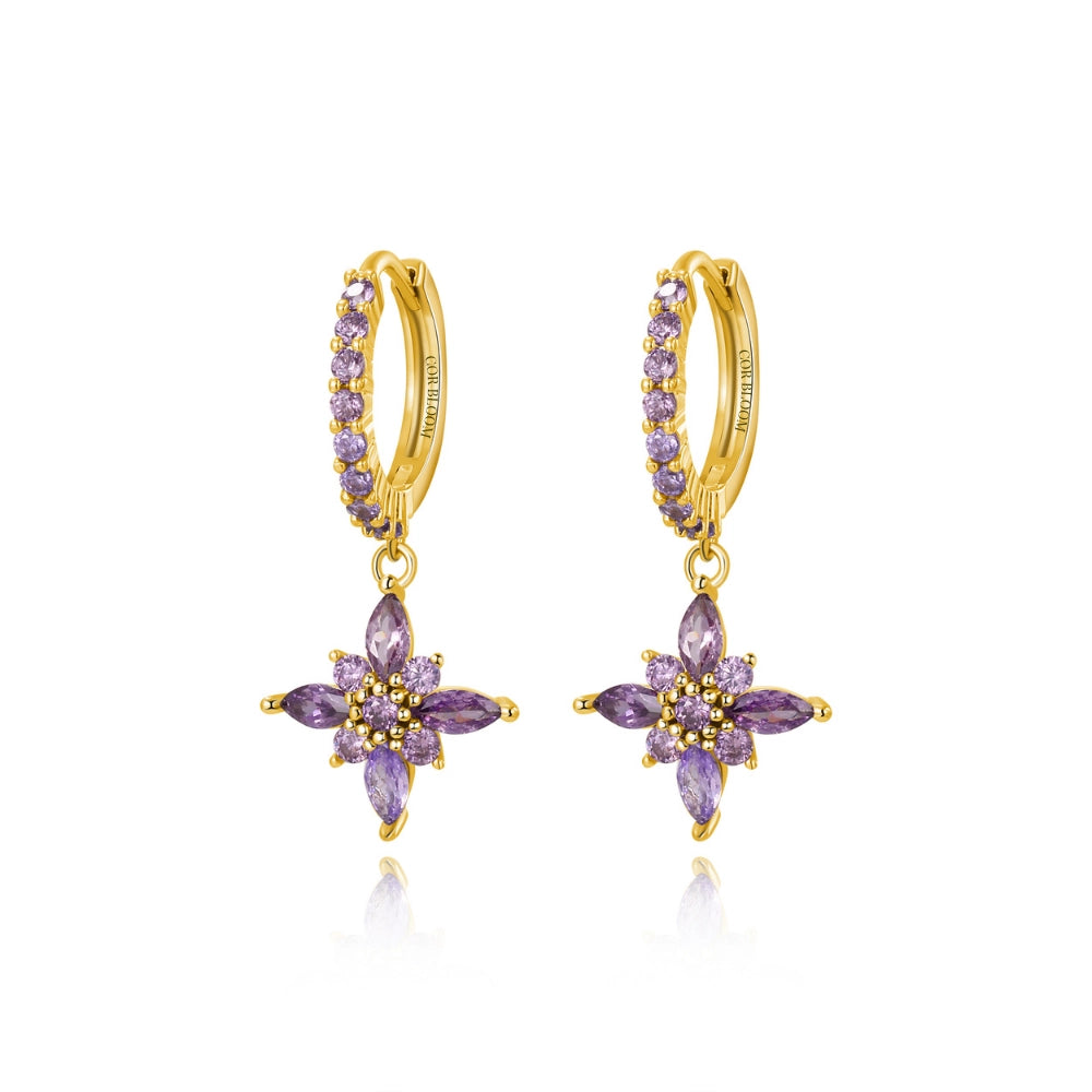 Lydia Amethyst Starflower Drop Earrings