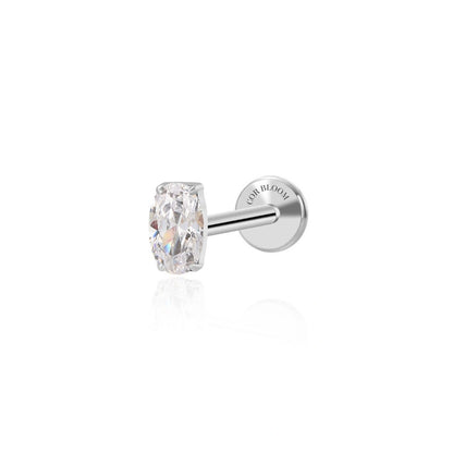 Titanium Crystal Oval Gemstone Flat Back Stud