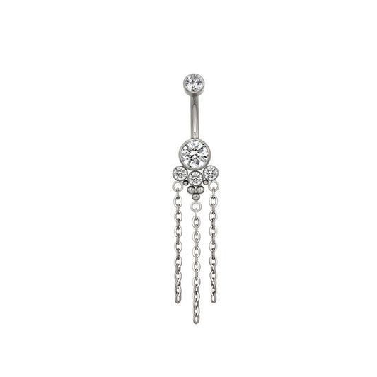 Titanium Tyche Dangling Gemstone Belly Ring