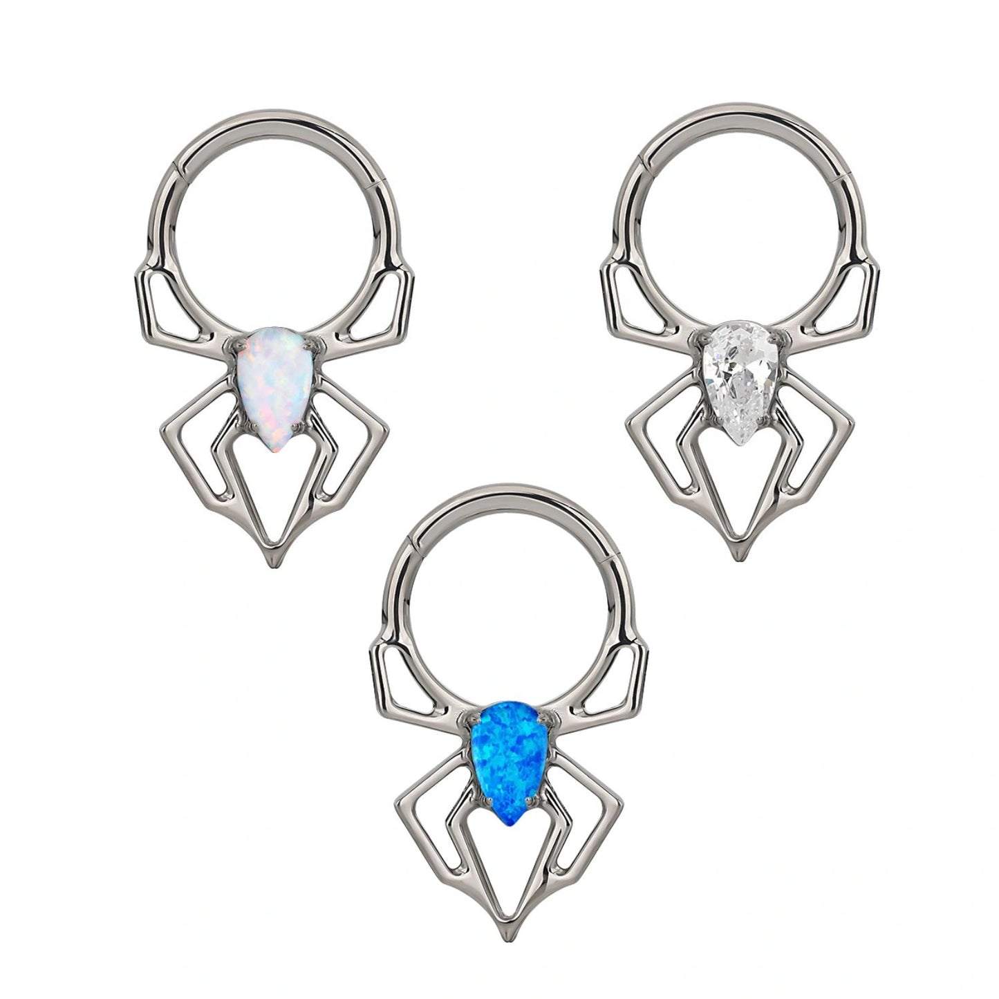 Titanium Sage Blue Opal Spider Clicker