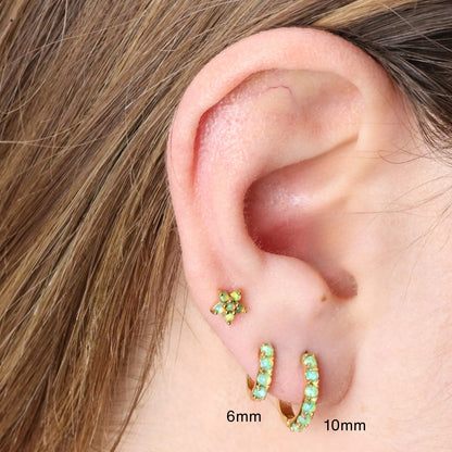 Green Opal Jasmine Flower Flat Back Stud