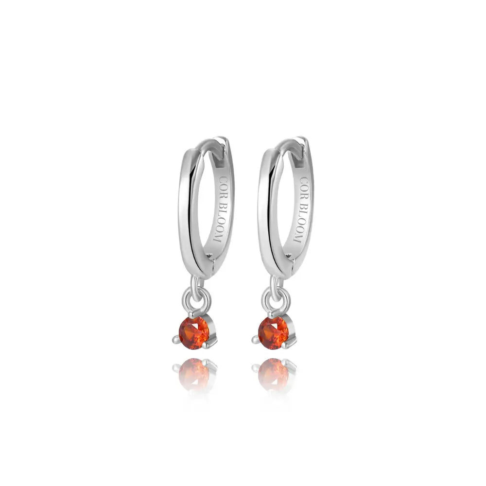 Elsa Red Garnet Mini Bling Hoop Earrings