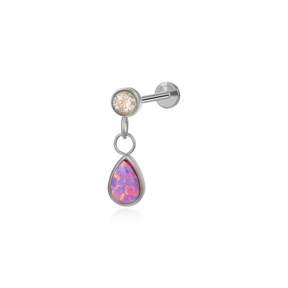 Titanium Adara Violet Flame Opal Dangling Flat Back Earring