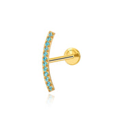Titanium Zoey Aquamarine Curved Line Flat Back Stud