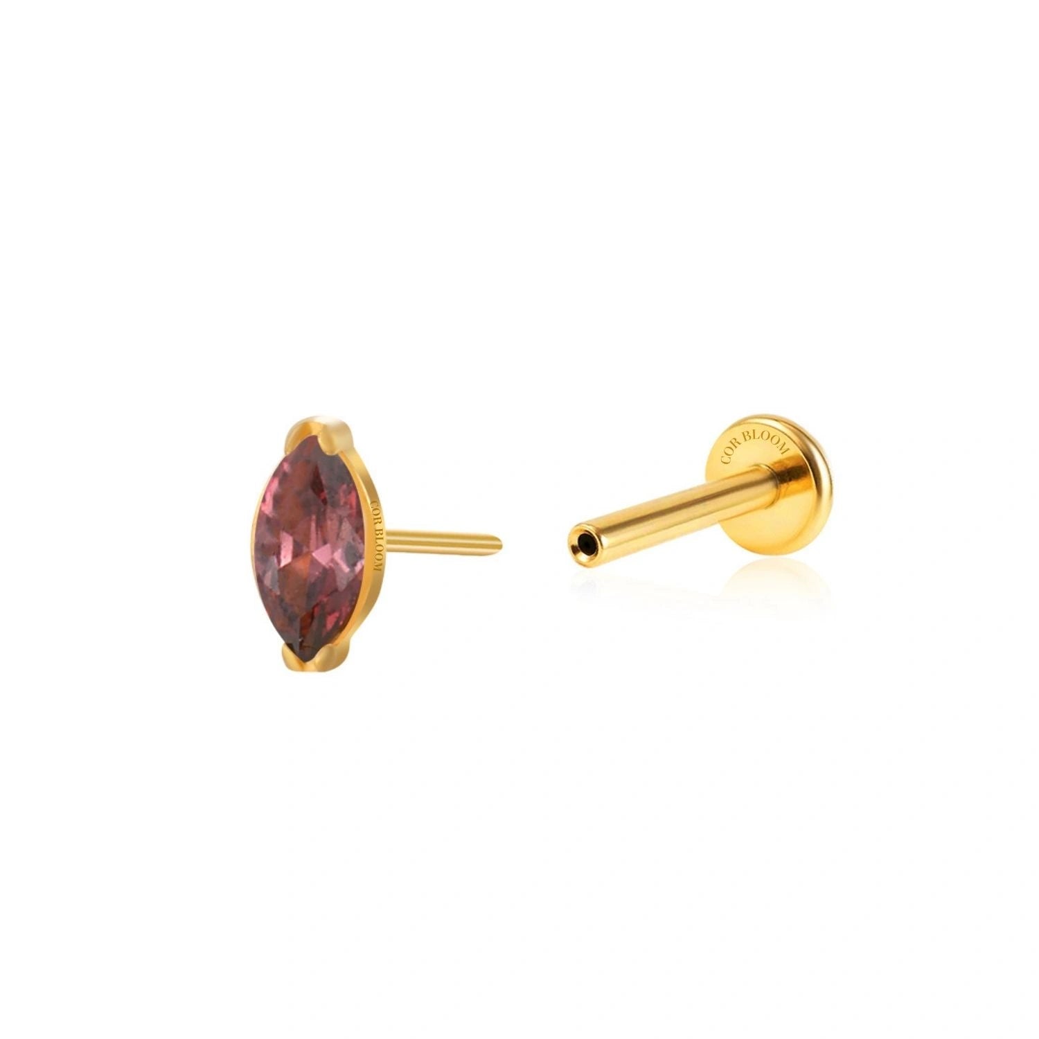 Titanium Elynn Rhodolite Marquise Flat Back Stud