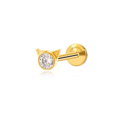 Titanium Petite White Crystal Kitten Flat Back Stud