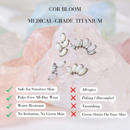 Titanium White Jade 7-Petal Crown Piercing Stud