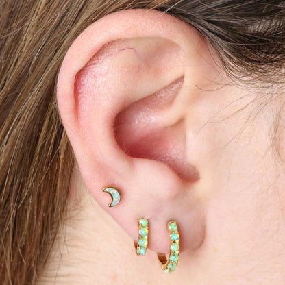 Titanium White Opal Moon Magic Flat Back Stud