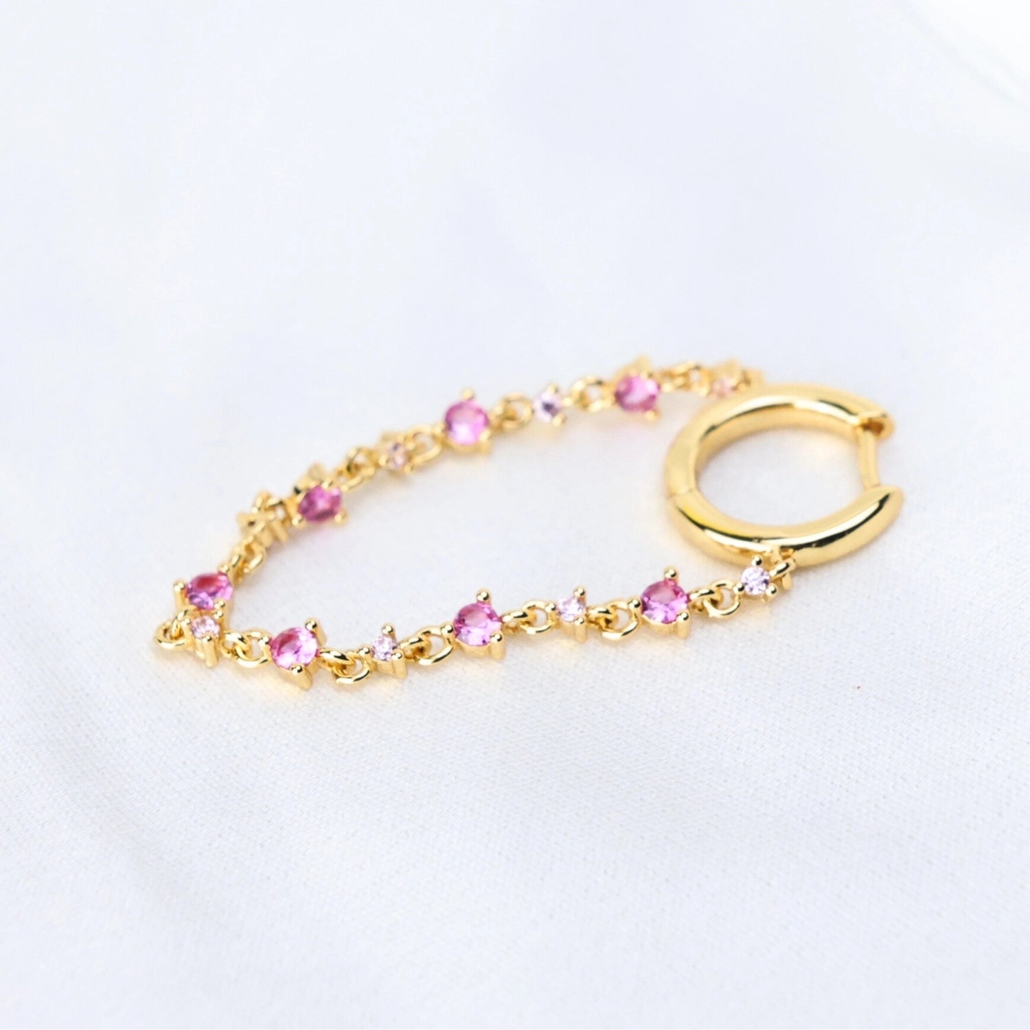 Livia Ruby Dangling Chain Hoop Earring