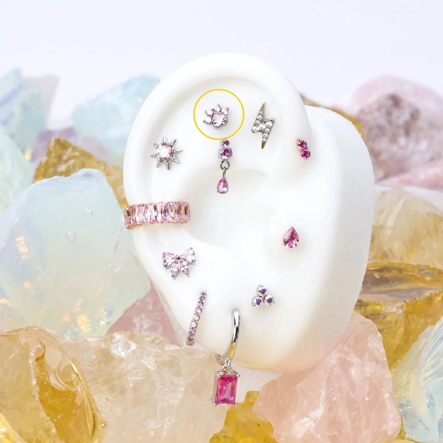 Titanium Astraea Pinky Paw Flat Back Stud