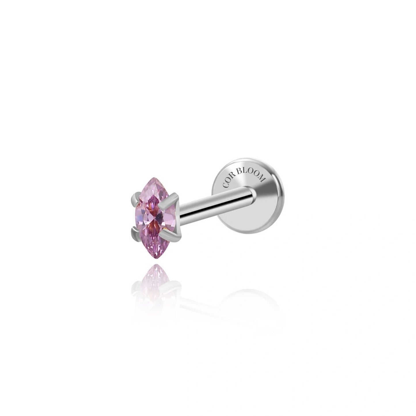 Titanium Small Amethyst Marquise Flat Back Stud