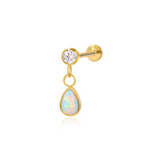 Titanium Adara White Opal Dangling Flat Back Stud