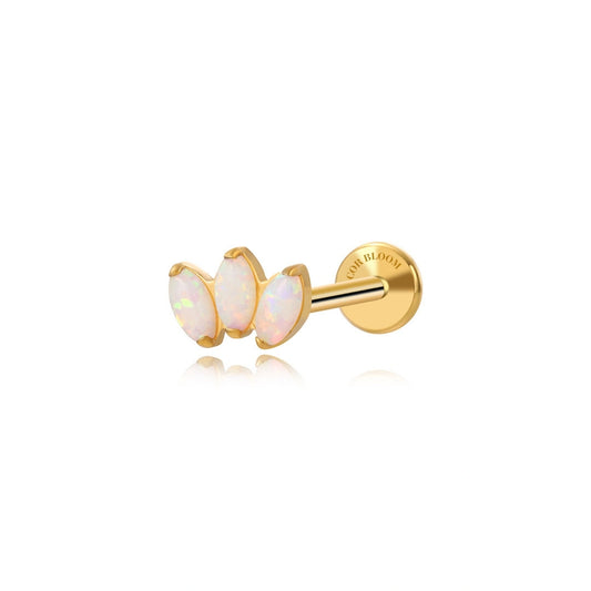 Titanium White Opal 3-Petal Flat Back Stud