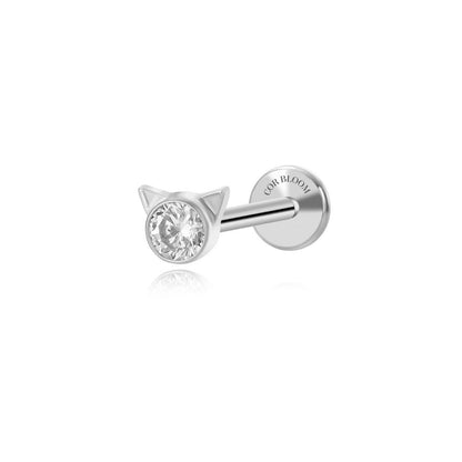 Titanium Petite White Crystal Kitten Flat Back Stud