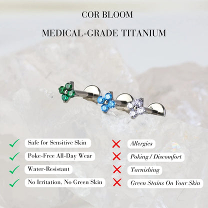 Titanium Mini Emerald Four-Clover Flat Back Stud