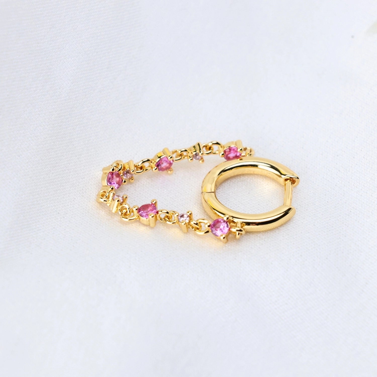 Livia Ruby Dangling Chain Hoop Earring