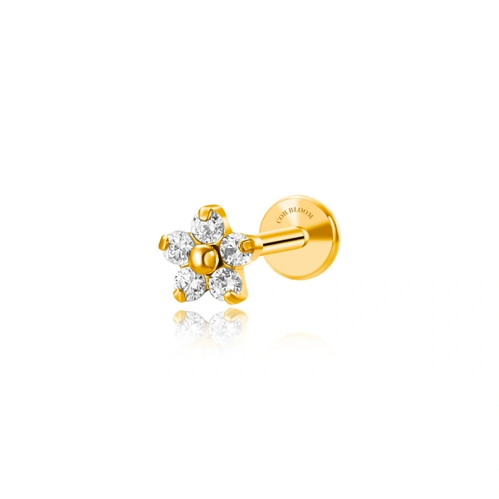 Titanium Dainty Little Diamond Flower Piercing Stud