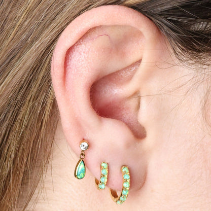 Titanium Adara Green Opal Dangling Flat Back Stud - Green Lake in the Alpes