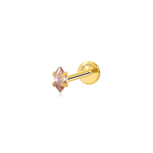 Titanium Small Coffee Brown Marquise Flat Back Stud