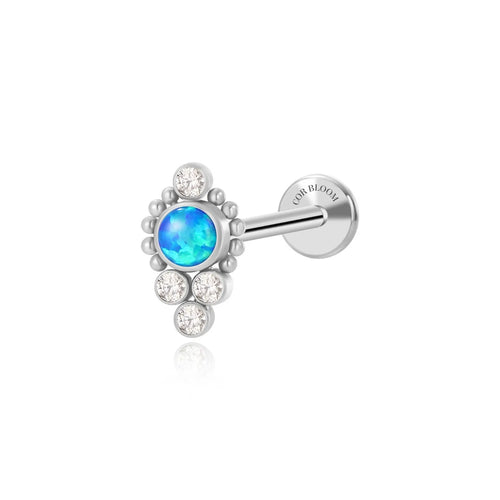 Titanium Vanya Blue Opal Flat Back Stud