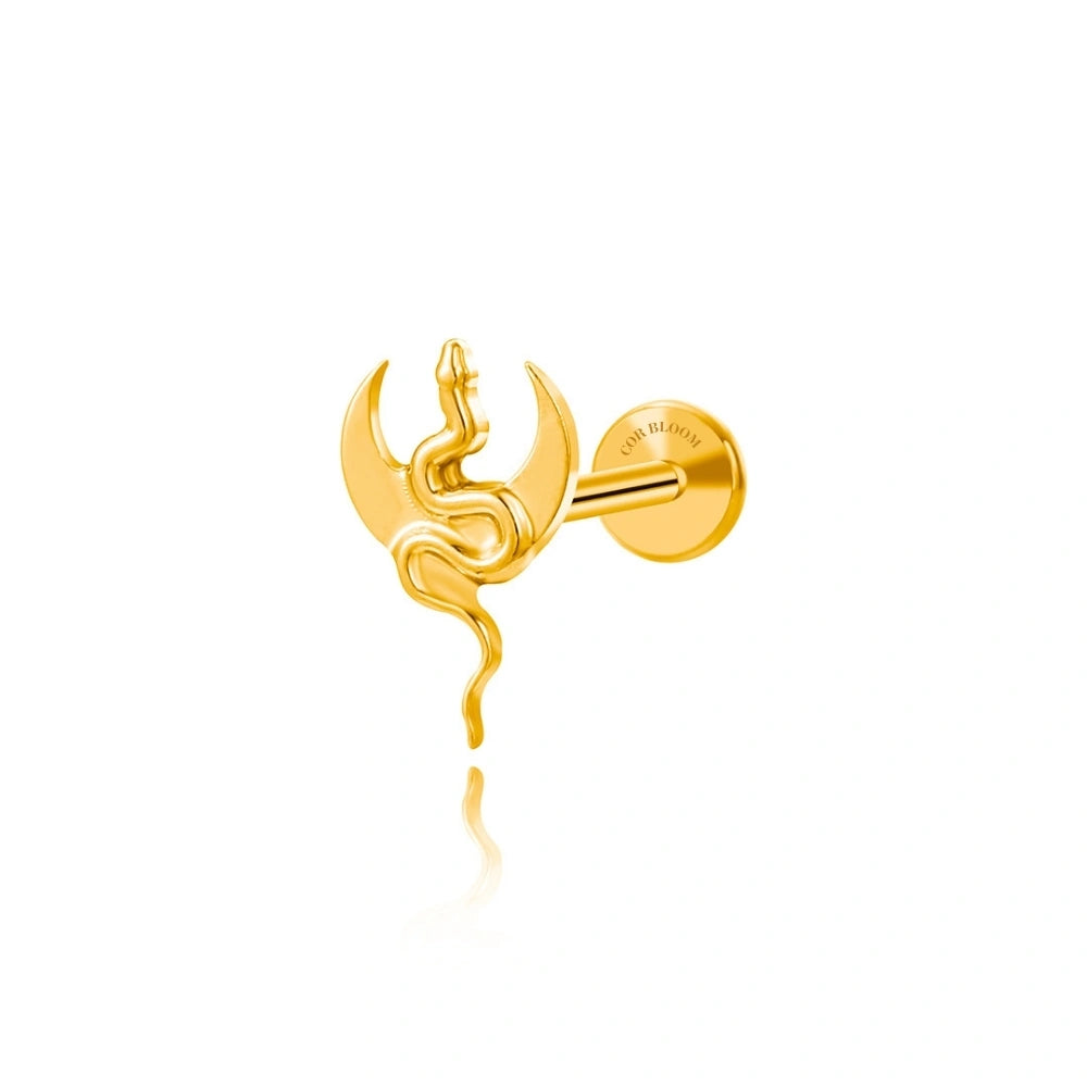 Titanium Serpent & Cresent Moon Piercing Stud