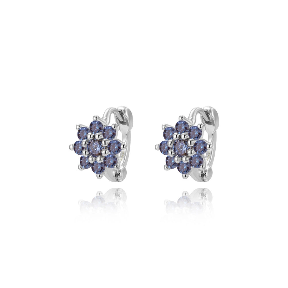 Lysander Dainty Sunflower Huggies - Tanzanite