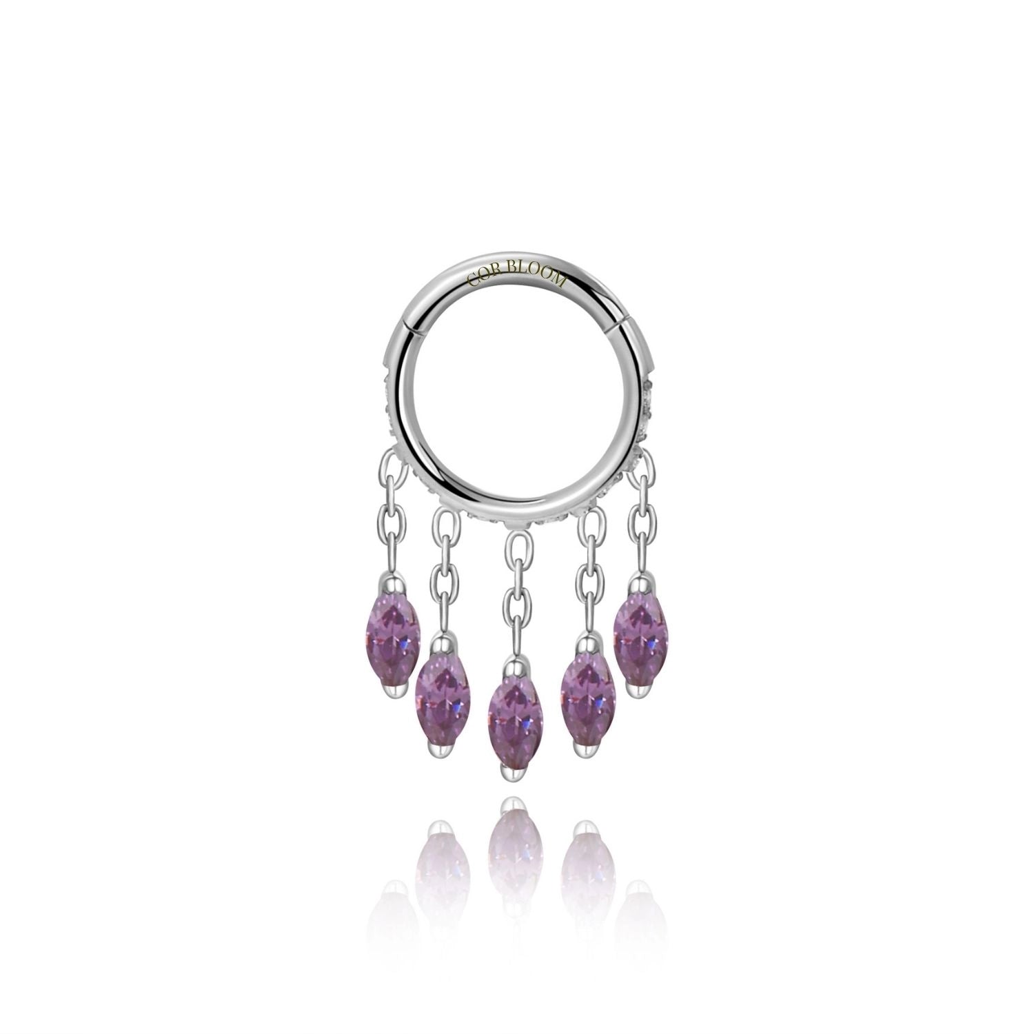Titanium Arise Dangling Marquise Clicker - Amethyst