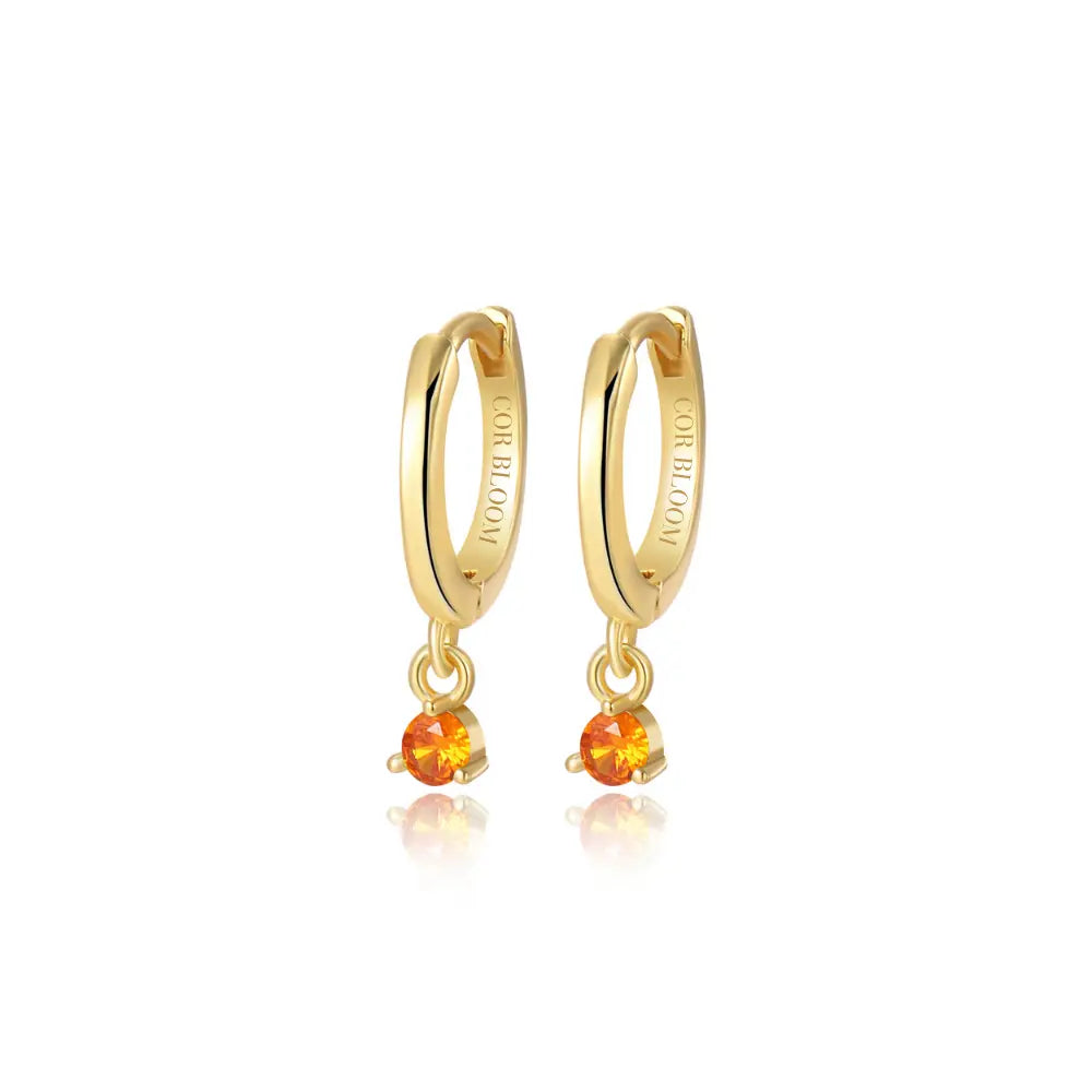 Elsa Orange Red Mini Bling Hoop Earrings