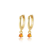 Elsa Orange Red Mini Bling Hoop Earrings