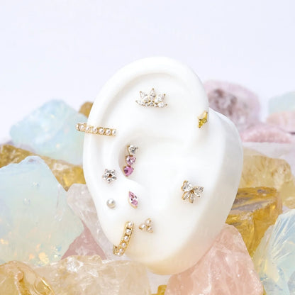 Titanium Dainty Little Diamond Flower Piercing Stud
