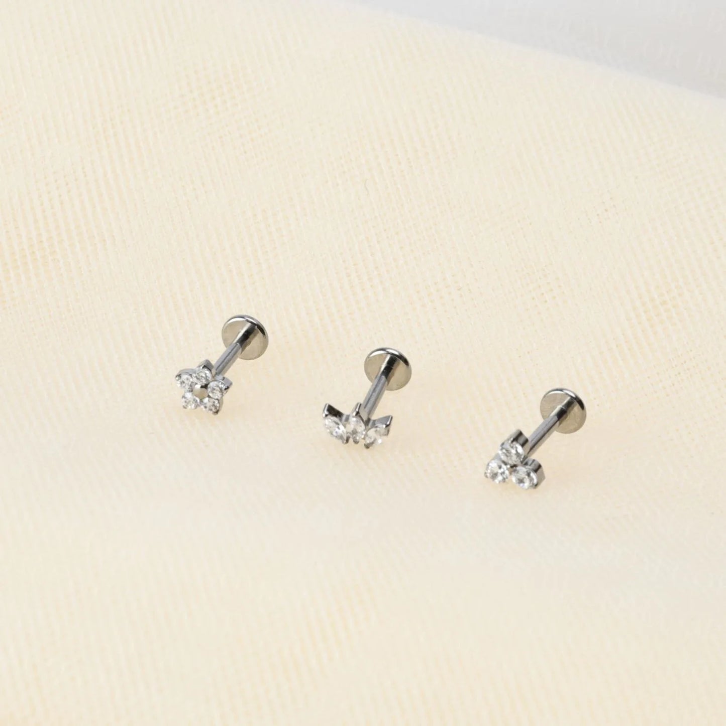Titanium Mini Three-Petal Flat Back Piercing Stud