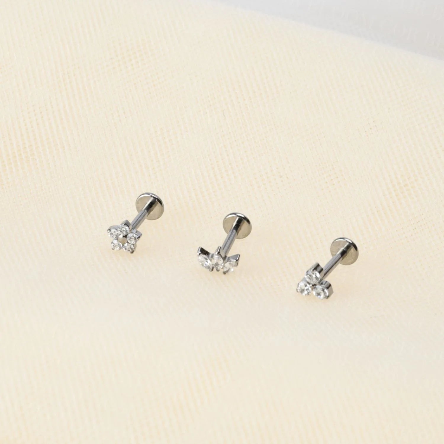 Titanium Mini Three-Petal Flat Back Piercing Stud