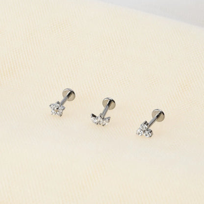 Titanium Mini Three-Petal Flat Back Piercing Stud