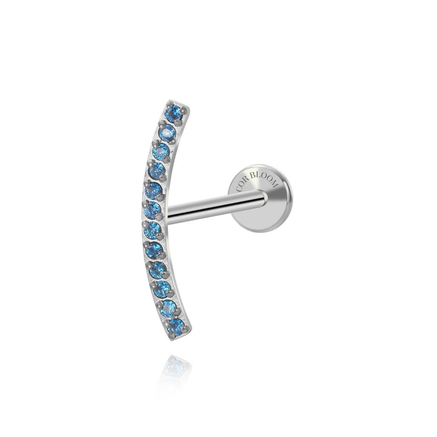 Titanium Zoey Blue Sappire Curved Line Flat Back Stud