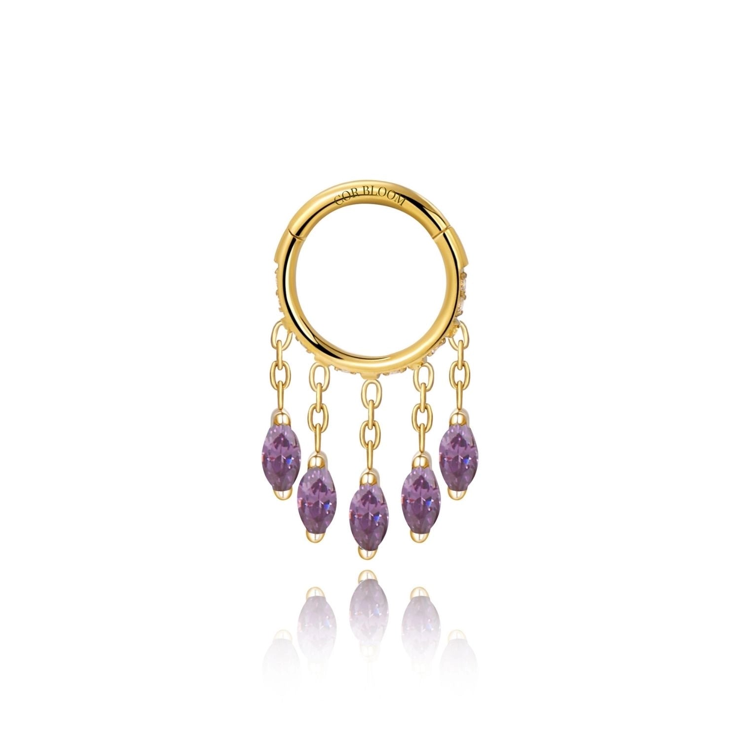 Titanium Arise Dangling Marquise Clicker - Amethyst