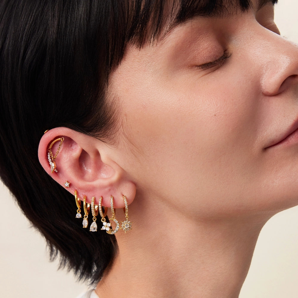 Doris Diamond Marquise Hoop Earrings