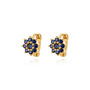 Lysander Dainty Sunflower Huggies - Blue Sapphire