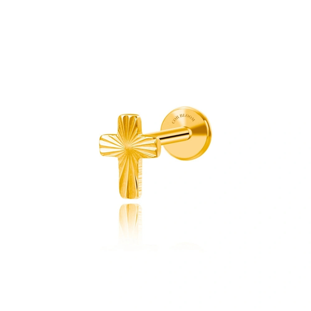 Solid Titanium Cross Piercing Earring